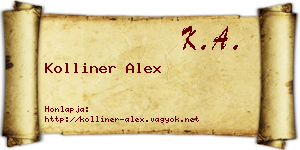 Kolliner Alex névjegykártya